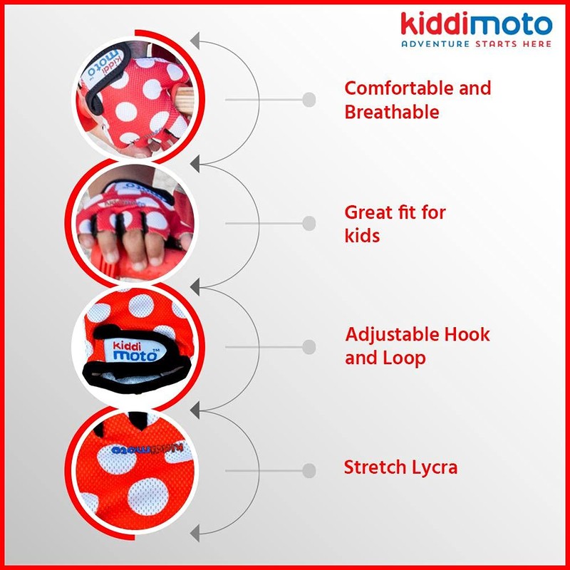 Children's Bike Gloves Red/White Dots Gloves KM m (5 Years)