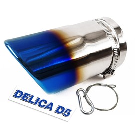 Tokutoyo Mitsubishi Compatible with Mitsubishi Mitsubishi D5 New Delica Muffler Cutter, Single, Titanium Grilled, Drain Included, Exterior Stainless Steel