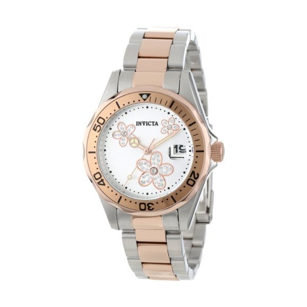 Invicta Women's 12507 Pro Diver Silver Dial Crystal Accented Two Tone Stainless Steel Watch