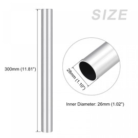 sourcing map 6063 Aluminum Tube (28mm OD x 26mm ID x 300mm L), Aluminum Round Tubing - for Home Furnishing, Machinery, DIY Handicraft