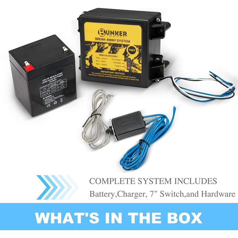 BUNKER INDUST Trailer Brakes Breakaway Kit with Charger, LED Indicator,