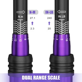 ANPUDS 1/4 Inch Drive Click Torque Wrench, 20-240 in.lb/2.3-27.1 Nm, Aluminum Adjustable Inch Pound Tool with 72 Tooth, Dual Range Scales, Small Bike Torque Wrench for Bicycle Maintenance