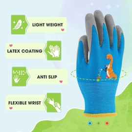 WAWSAM Children's Work Gloves 3 Pairs Gardening Gloves for Children Latex Protective Gloves Security Gloves for Boys Girls Housework Service Work