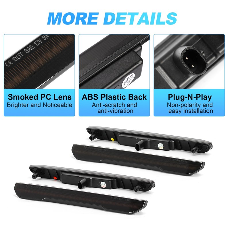 SUPAREE Amber Red 4PCS LED Side Marker Lights Compatible for