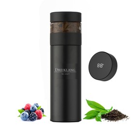 Dreiklang - be smart® Teapot with Strainer Insulated Stainless Steel Flask Thermos Flask with LED Temperature Display, Enjoy Fresh Tea on the Go to Prepare, Tea Cup Drinking Bottle, 400 ml