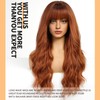 KOME Orange Wigs with Bangs,Ginger Long Wavy Wig for Women,Long