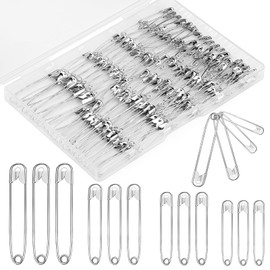 Mnuizu 200Pcs Safety Pins, 4 Size Small and Large Heavy Duty Safety Pins for Clothes, Sewing, Jewelry Making, DIY Craft
