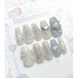 Glasting Star Handmade Nail Tips - Long Ballerina / 글래스팅 스타 수제네일팁 - 롱발레리나