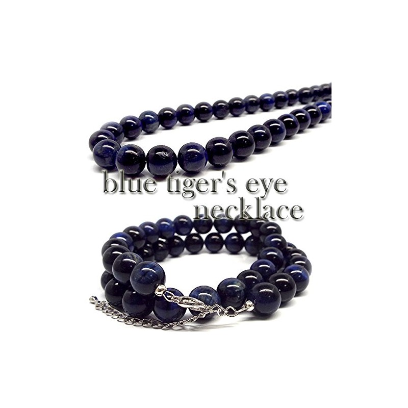 Natural Stone Necklace, Blue Tiger Eye, Tiger Eye Stone, AAAAA