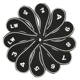 PATIKIL Golf Club Head Cover, 12 Pcs Number Golf Club Irons Covers Neoprene Driver Headcover Golf Lovers Gifts for Men Women, Black/White