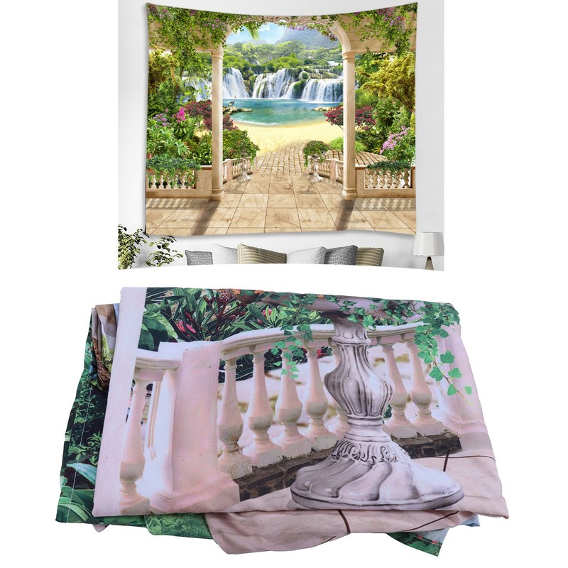 Landscape Tapestry 7.5x5.9ft Polyester Fiber Durable Background Wall Hanging Decorative