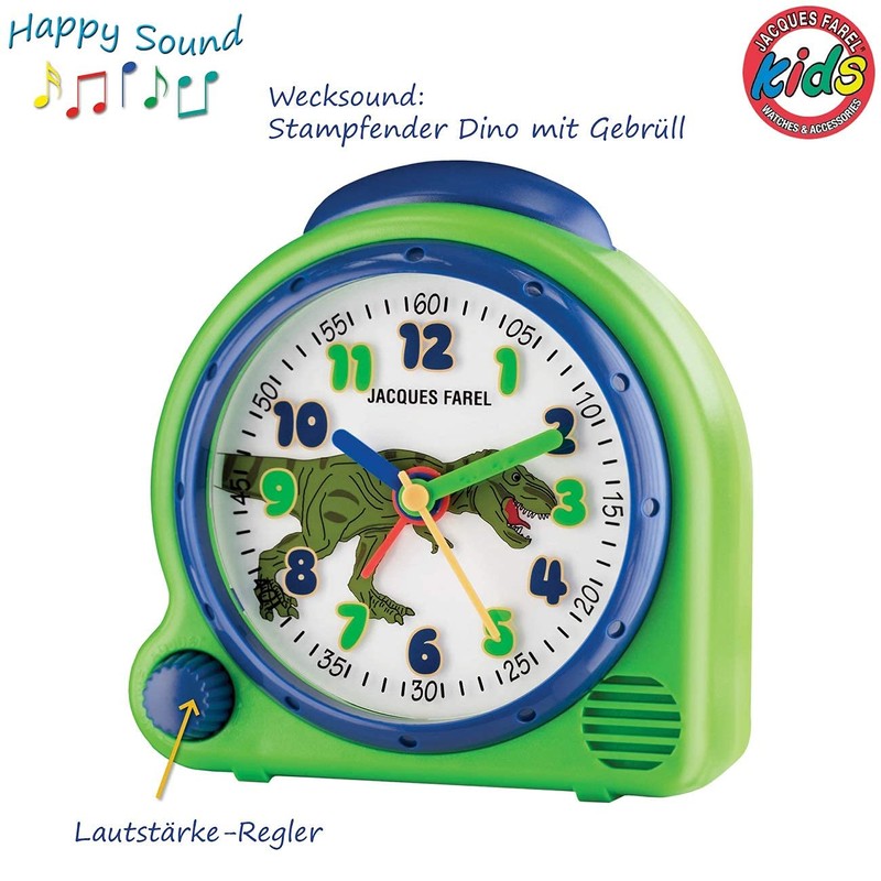 Jacques Farel AVC13DINO-G Happy Sound Kids Alarm Clock Dino
