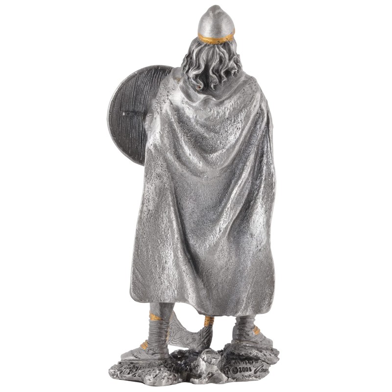 Viking with Axe and Shield, Pewter, Hand Painted in Silver