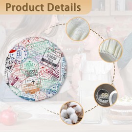 Travel Stamp Sourdough Starter Cloth Covers, Retro Labels Fermentation Fabric Lids, Fits 3-4 Inch Jar Mouths, 5-Pack