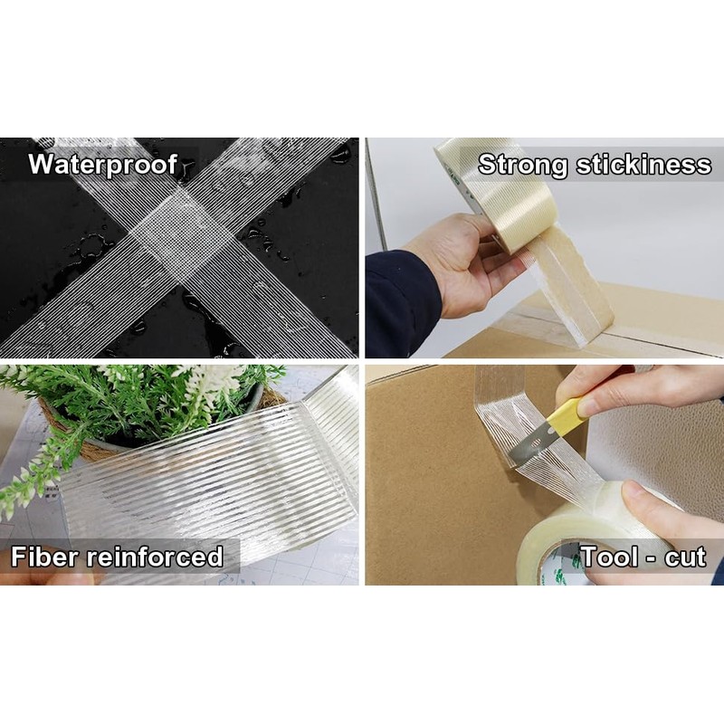 BOMEI PACK 3-Pack Mono Filament Strapping Tape 5.5mil x 2Inch