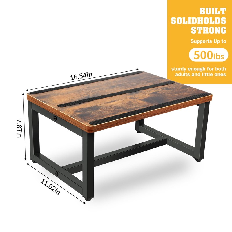 Wooden Step Stools for Non-Slip Rubber Feet, Heavy Duty Stepping