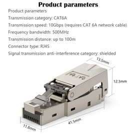 Toolless RJ45 Connector, CTRICALVER CAT6A Connector Tool-Free, Modular Plug Reusable with Shielded, Fast Field Installation Network Plug for Ethernet Cables 10Gbps 500MHz(1 Pack)