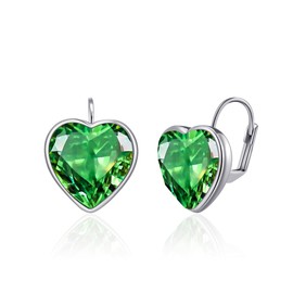 TALYKONG Green Earrings for Women Heart Crystal Dangle Earrings for Women