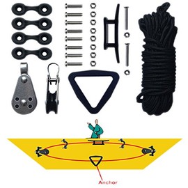 Kayak Canoe Anchor Trolley Kit System Pulley Cleat Pad Eye Ring Ropes