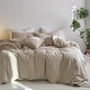 MooMee Bedding Duvet Cover Set Striped 100% Washed Cotton Linen