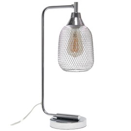 Maykoosh Farmhouse Fresh Industrial Mesh Desk Lamp, Chrome