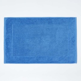 HOMESCAPES Imperial Plain Cobalt Blue Bath Mat 50 x 80 cm - Super Soft Bathroom Mat - 100% Turkish Cotton Shower Mat