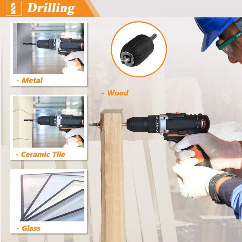 Mesee 2-13mm Drill Chuck Adapter, Plastic Keyless Drill Chuck 1/2-20UNF