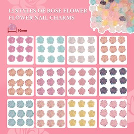 Rose Flowers Nail Charms, 3D Camellia Flower Nail Art Charms, Color Roses Flower Blossom Camellia Designs Charms for Acrylic Nails Art DIY Design Supplies