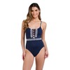 La Blanca Women's Strappy Mio One Piece Swimsuit, Indigo//Sea Scallops,