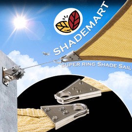 ShadeMart 6' x 6' Beige ShadeMart 6' x 6' Beige Sun Shade Heavy Duty Rectangle Shade Sail Super Ring Canopy Awning Shades for Patio Carport Yard UV Blockage Commercial Grade 260 GSM, We Custom Size