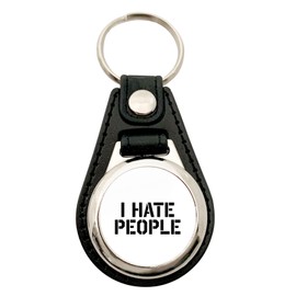 huuraa Keyring I Hate People Gift Pendant Shopping Trolley Token I Hate Gift Idea, Metal with faux leather, Unit size