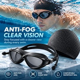 Swimming Goggles for Adults – Anti-Fog UV Protection Lenses with Adjustable Silicone Design for Pool & Swim Training