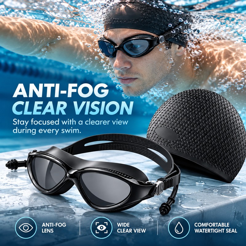 Swimming Goggles for Adults – Anti-Fog UV Protection Lenses with