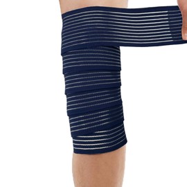 Extra Long Elastic Knee Wrap Compression Bandage Brace Support for Legs, Plantar Fasciitis, Stabilising Ligaments, Joint Pain, Squat, Basketball, Running, Tennis, Soccer, Football, Volleyball (Navy Blue)