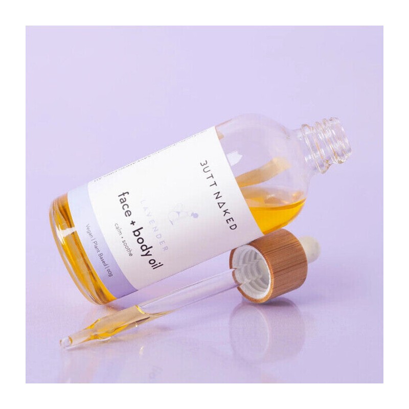 Butt Naked Body Lavender Face Cleanser + Body Oil, 90ml