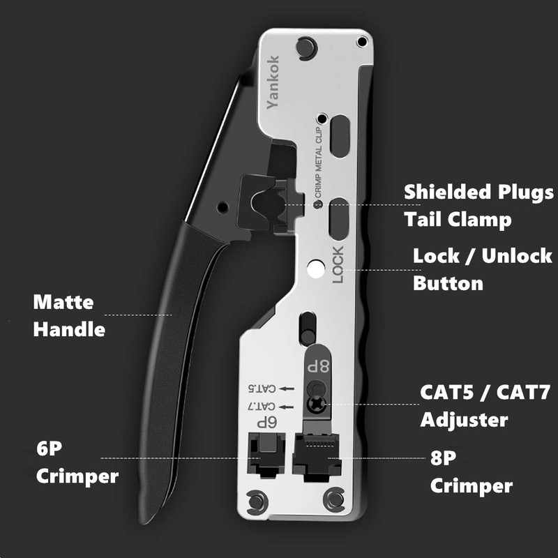 Yankok [CAT5 CAT6 CAT7 Modular Crimper] for Shielded and Unshielded