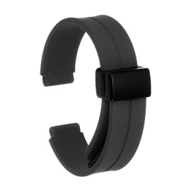 QUARKZMAN Magnetisches Silikon Uhrenarmband 14mm Schnellwechsel Weiches Gummi Wasserdichtes Ersatzarmband mit schwarzem Metall-Faltschließe für Männer und Frauen, Dunkelgrau