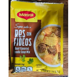MAGGI 6 PACK BEEF FLAVORED NOODLE SOUP MIX /SOPA MAGGI SABOR RES CON FIDEOS