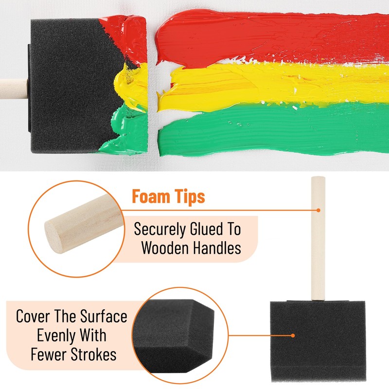 Bates- Foam Paint Brushes, 3", 40 Pack, Black Sponge Brushes