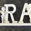 GRAN Angel/Cherub Grave Memorial LETTERS Ornament - White Resin &