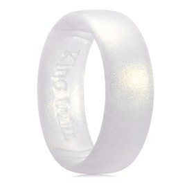King Will Silicone Wedding Band for Men Women- 1.8mm Ultra Thin Ring with Pearl White Metallic Shimmer | Comfort Grip Inner Design | Hypoallergenic Rubber Wedding Ring for Gym, Work, Travel Size 7