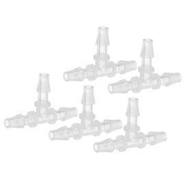 PATIKIL 3/16" Plastic Tee Hose Barb Fitting, 10 Pcs Equal T Shaped 3 Way Joint Splicer Mender Adapter Union Intersection Barbed Split for Air Water Fuel Gas Liquid Pipe, Transparent