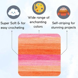 Lion Brand Mandala Ombre Serene 551-207 (3-Skeins - Same Dye Lot) Worsted Medium #4 Acrylic Yarn for Crocheting and Knitting - Bundle with 1 Artsiga Crafts Project Bag