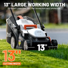 Litheli Cordless Lawn Mower 13 Inch, U20 Handy+ 20V Electric Lawn Mowers for Garden, Yard and Farm, 5 Heights Adjustment, Light Weight,2 x 4.0Ah Portable Battery Included