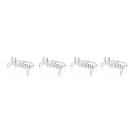 Premier Decorarions Pack of 4 Silver Metal Merry Christmas Napkin Rings Xmas Festive Napkin Holders Dinner Table Décor