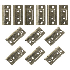 sourcing map 12Pcs 2x1 Inch Door Hinges Non-Mortise No Noise Bifold Door Hinges Plating for Cabinet Furniture Window Wardrobe, Green Bronze