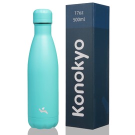 Konokyo Botellas de agua de acero inoxidable aisladas de 17 onzas, botella de agua deportiva, turquesa