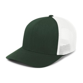 Pacific Headwear Standard Trucker Flexfit Snapback Cap, Dark Green/White/Dark Green