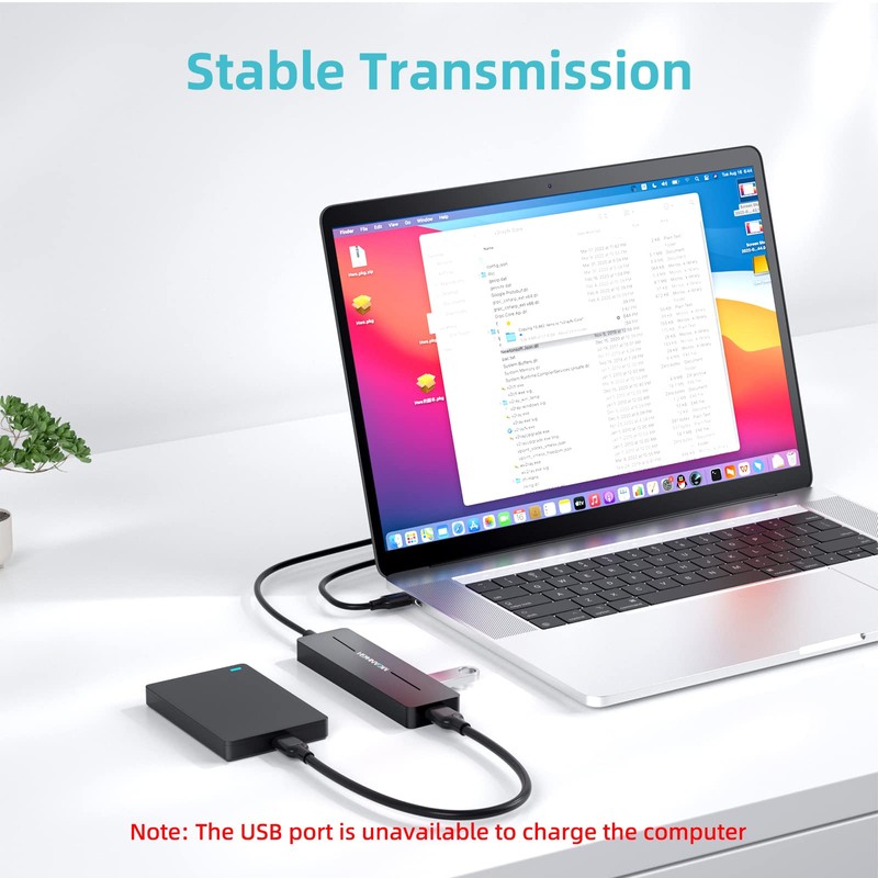 MEANHIGH USB Hub, 3.0 4-Port Ultra-Slim Data USB Expander with