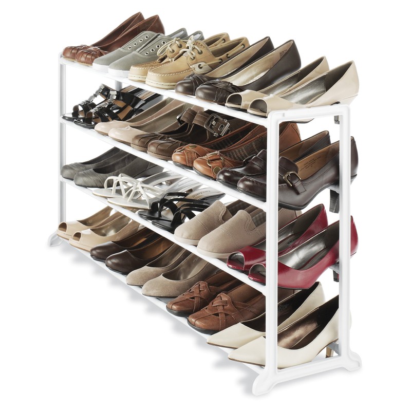 Whitmor 4 Tier 20 Pair Floor Shoe Rack - White